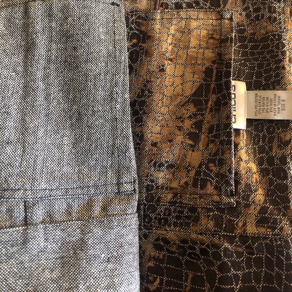 Chico’s Reversible Gold Gray Jacket Size 3